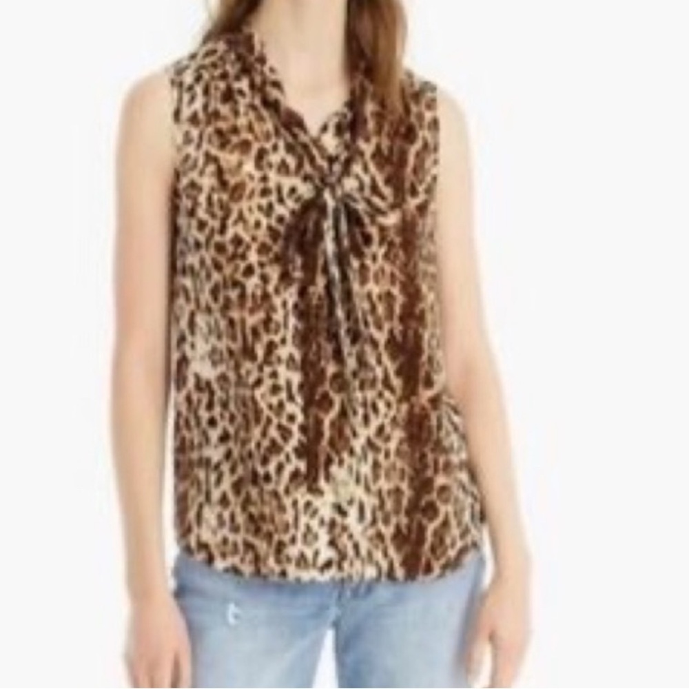 J Crew Leopard Print Sleeveless Blouse